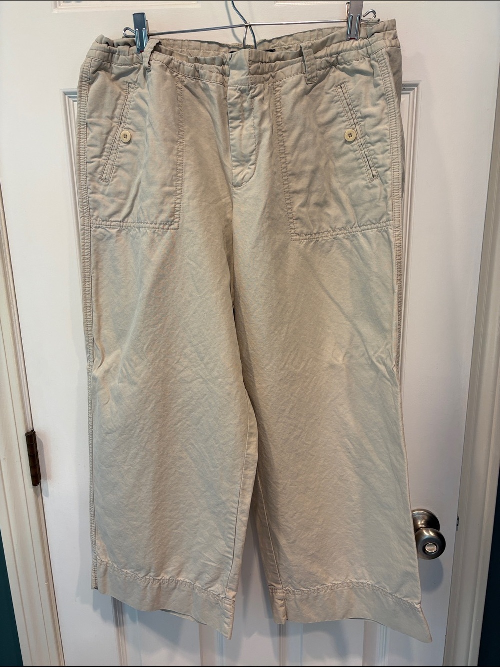 GAP Light Beige Wide-Leg Chinos with Front Patch Pockets